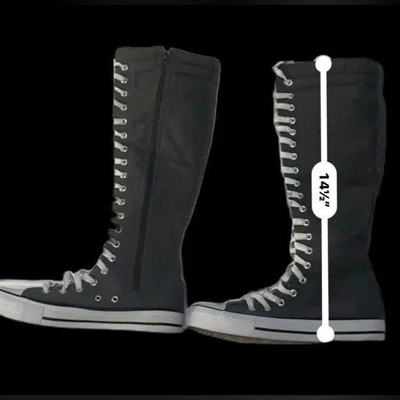 Mengsai Hi Top Knee High Edgy Gray Tie Zipper Canvas Sneakers  Size 8 - Picture 10 of 14